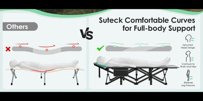 Folding Camping Cot Bed for Adults – Heavy Duty Double Layer Oxford Portable Camp Cot with Soft Pad & Carry Bag for Camping, Beach, Travel & Napping, 450/550/650 LBS Capacity Options