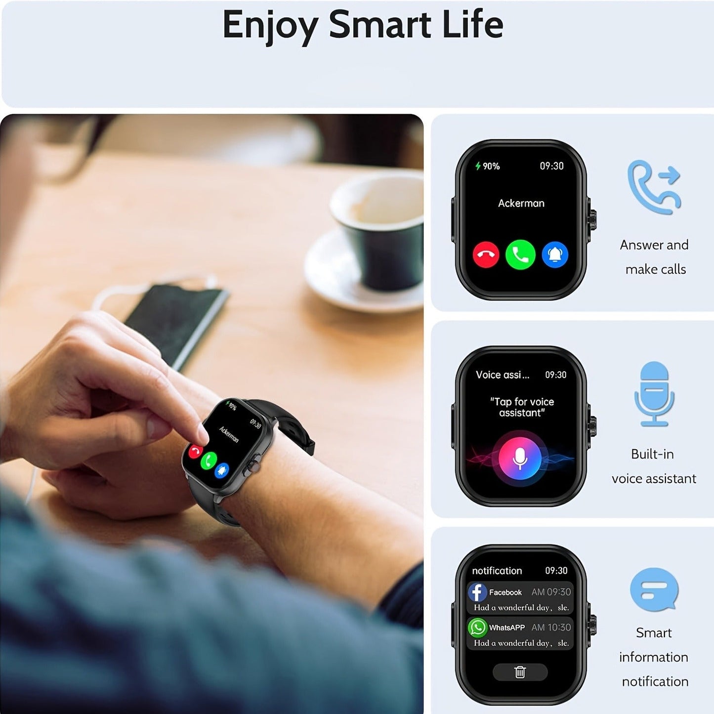 Smart Watch 2.01-Inch Display with Bluetooth 5.1 Calling, 280mAh Battery and Black or Pink Band
