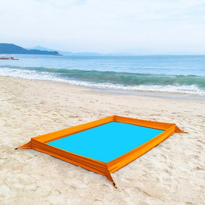 Beach Blanket with Sand Walls Fence Sandproof Waterproof 55x86in with 4 Stakes & Carry Bag for Family Picnic Camping Park Travel – 6 Printed Styles