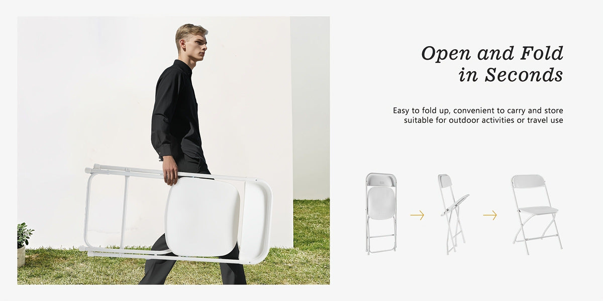 White or Black Molded-Seat Folding Chair Sets in 4, 6, 8, 10 or 20-Piece Checkouts Pictured