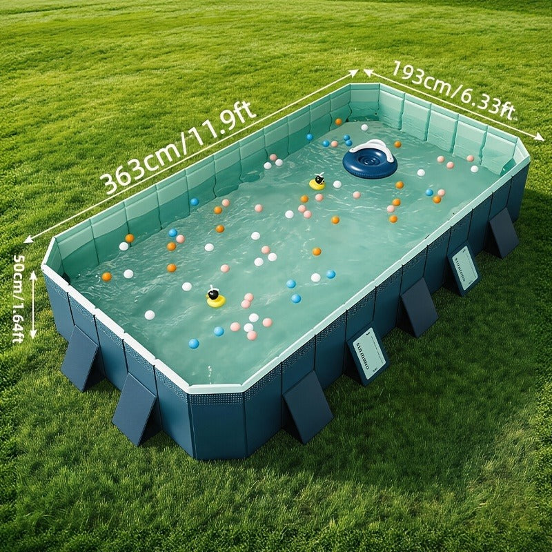 Large Rectangular Frame Pool – Non-Inflatable Backyard Swimming Pool with Drain