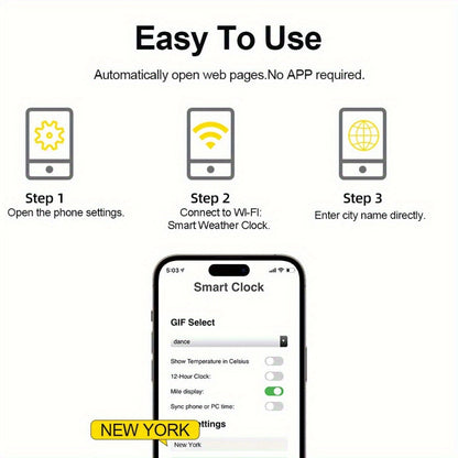 WiFi Weather Station Desktop Clock - Mini Smart Display Temperature Humidity Atmospheric Pressure Wind Speed GIF Animation