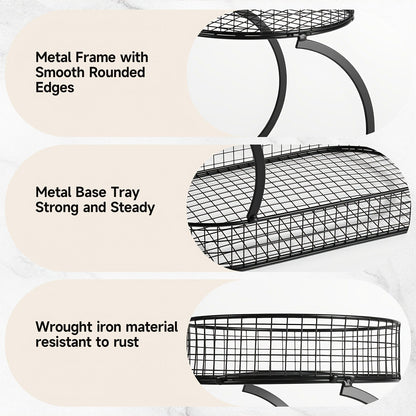 Countertop Fruit Bowl 3-Tier Round Metal Wire Stand | Kitchen Storage Organizer for Fruits Vegetables Bread Snacks | Space-Saving Produce Rack