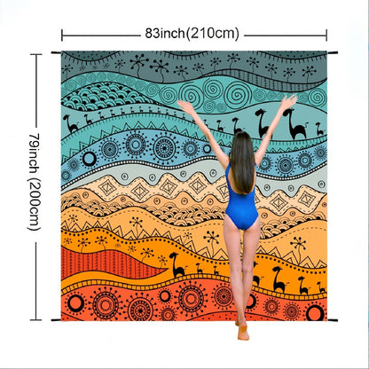 Printed Beach Mat with 19 Exact Size-and-Pattern Options, 198 x 205cm to 275 x 305cm with Stakes and Pouch