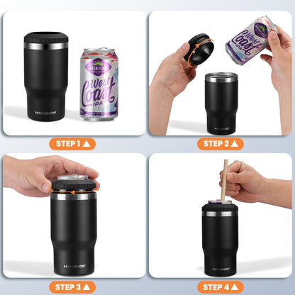 Insulated 12 oz Can Cooler with Double-Wall Body in Black, Navy Blue and Three Camo Color Options
