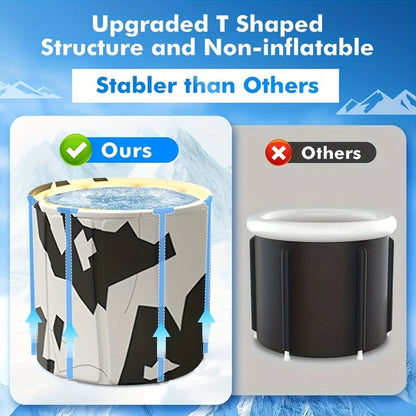 Foldable Soaking Bathtub for Adults Portable Extra Large Free Standing Hot Tub with Temperature Retention Easy Assembly for Small Spaces