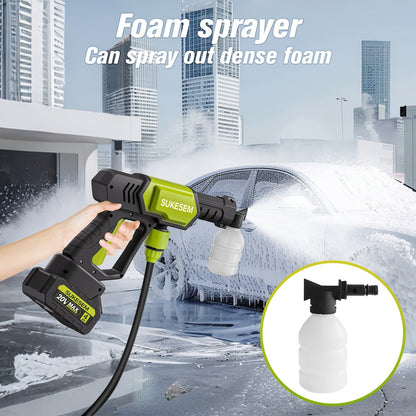 Cordless Pressure Washer Battery Powered Portable Car Wash Gun High Pressure Cleaner for Cars Yards Gardens Patios Driveways with Rechargeable Battery & Accessories