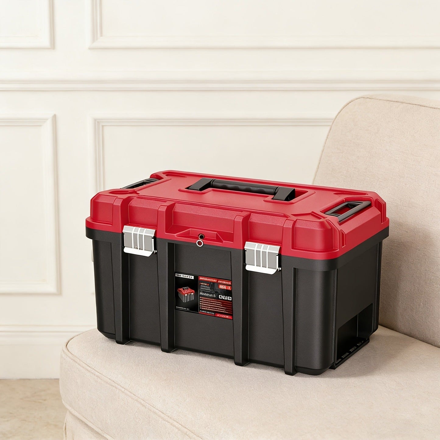 Rolling Tool Box with Wheels 3-Tier Stackable Organizer | Lockable Compartments, Connected Storage, 17" Large Plastic Toolbox for Garage, Home & Professional Work