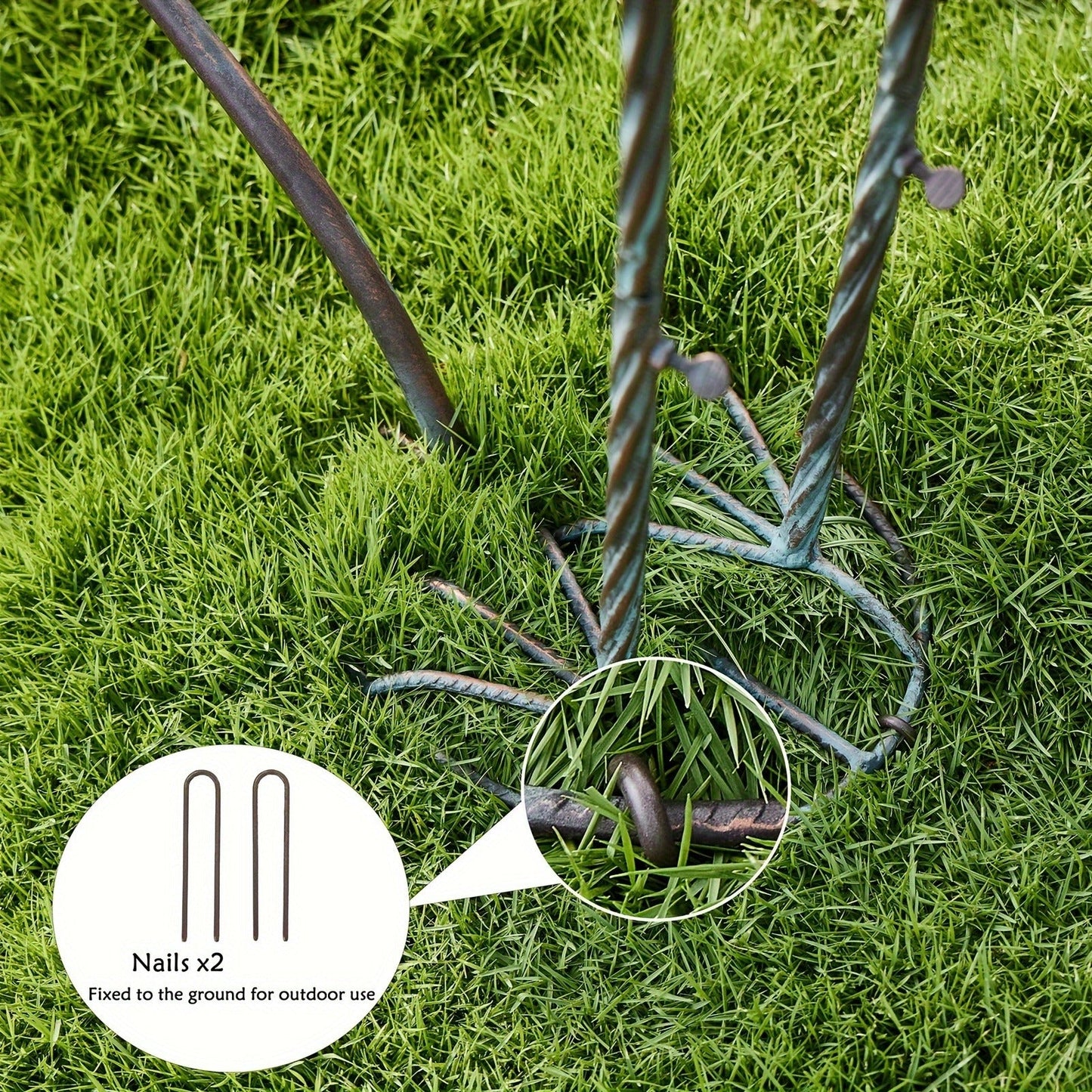 36-Inch Crane Sculpture Bird Bath Set with Separate 12.6-Inch Basin and Garden Stakes for Yard Decor