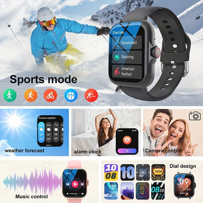 Smart Watch Square Display with Wireless Calling, 100+ Sport Modes and Black or Silver Band Options