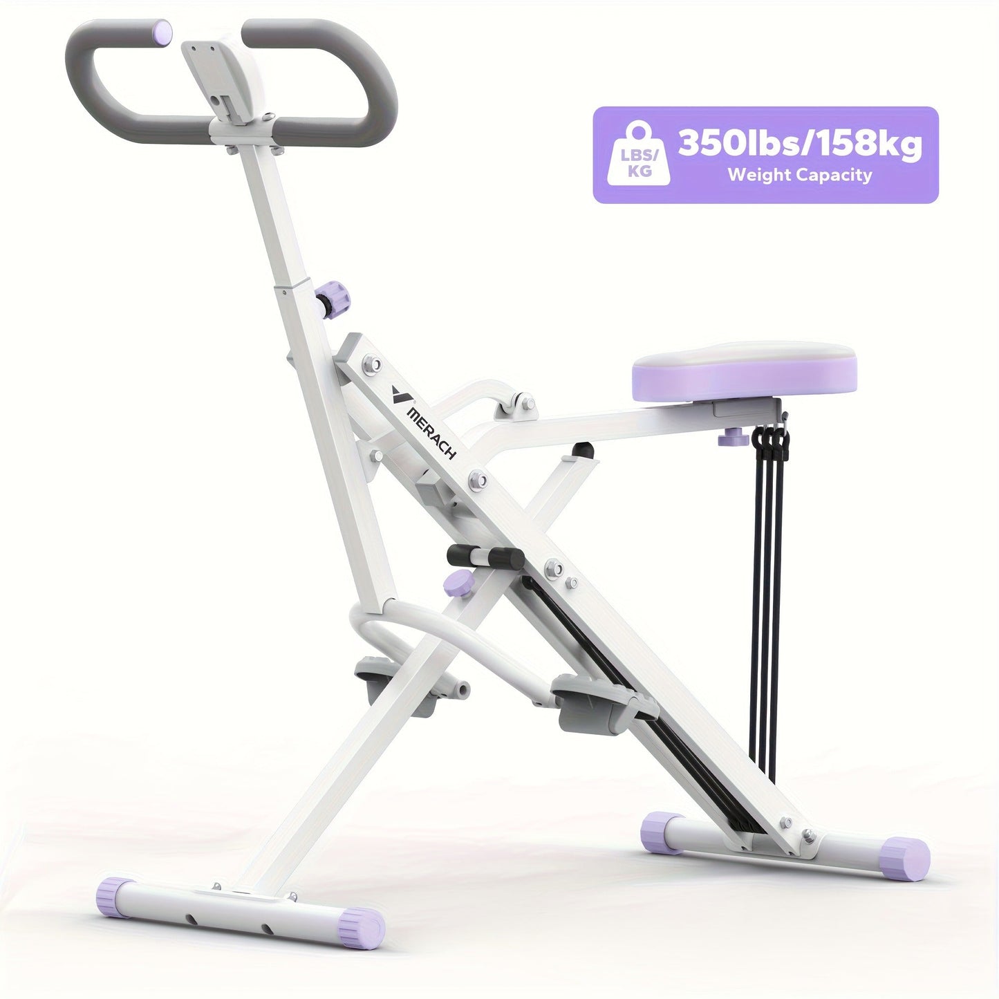 Rowing Machine 2-in-1 Squat & Row – Foldable Glute Trainer with LCD Display, 3 Resistance Bands, 350 lbs Capacity, Home Gym Leg & Back Workout