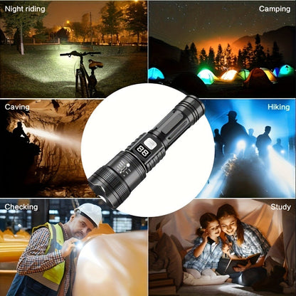 Flashlight 800-Lumen Zoomable Rechargeable Torch with 150m Range in 2, 4 or 8-Piece Packs for Outdoor Use