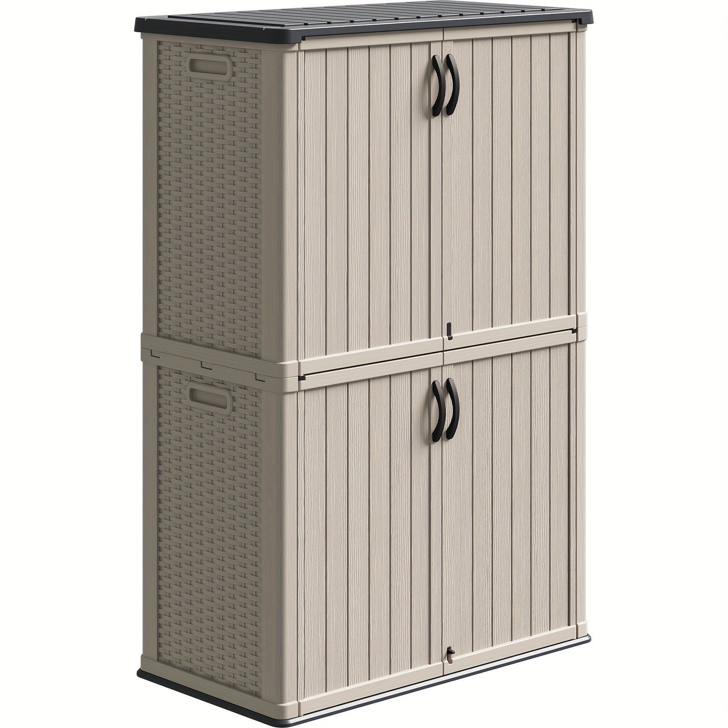Resin Outdoor Storage Cabinet and Shelf Options in White or Beige with 4 x 2 Ft Shed Sizes