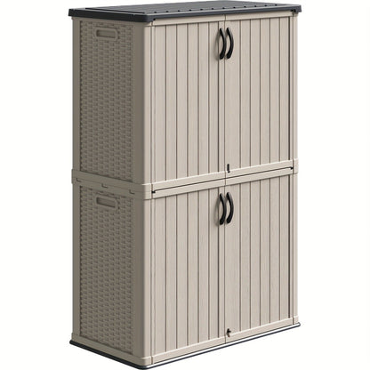 Resin Outdoor Storage Cabinet and Shelf Options in White or Beige with 4 x 2 Ft Shed Sizes