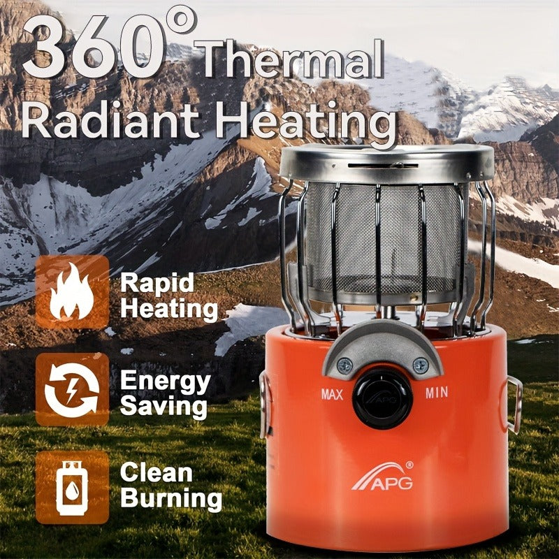Portable Propane Camping Heater Stove 2-in-1 with Temperature Control, Compact Outdoor Cooking & Heating Unit, BPA-Free Metal