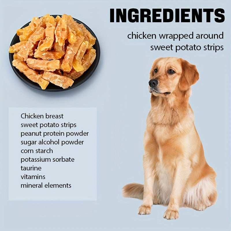 Dog Treats Chicken or Duck Wrapped Sweet Potato Pieces in 150g, 200g and Two-Pack Options for Dog Reward Use