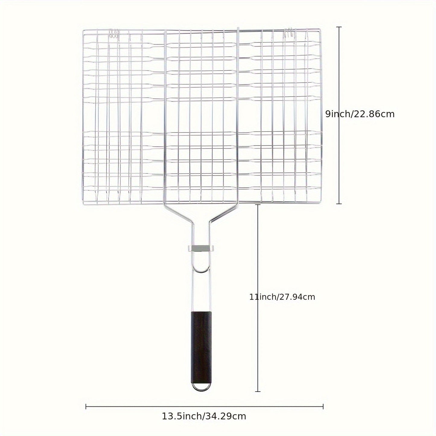 Grill Basket Stainless Steel Folding BBQ Grilling Basket for Fish Chicken Vegetables Shrimp Portable Outdoor Camping Barbecue Accessory 3 Sizes