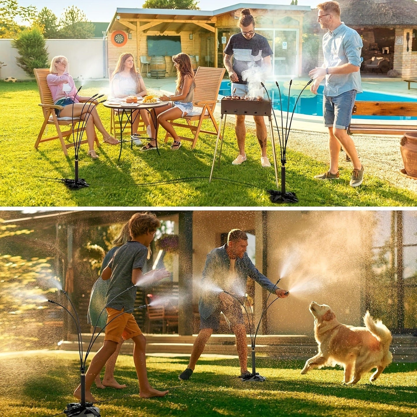 Outdoor Misting System Portable 26.5Ft Mist Cooling Kit with Adjustable Stand for Patio Garden BBQ