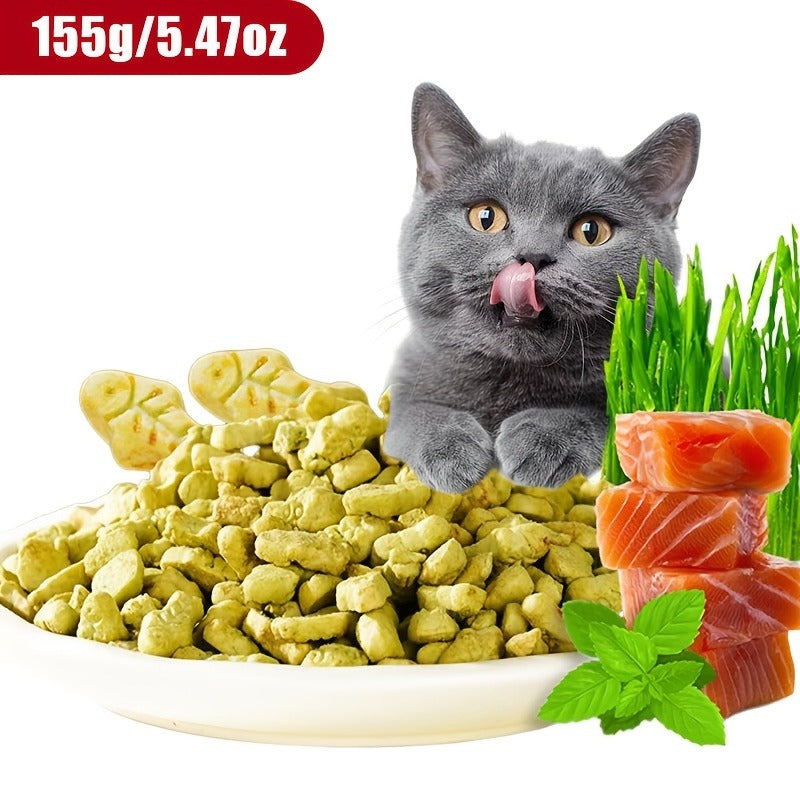 150 g Catnip and Cat-Grass Cookie Treats with Shaped Pieces and Pictured Ingredient Panel Pictured