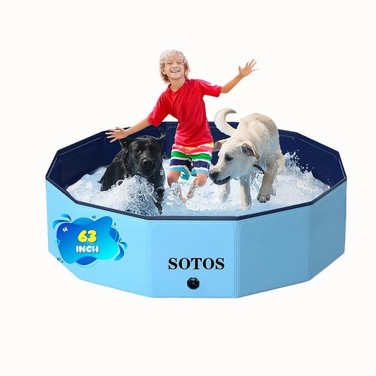Foldable Dog Pool – Portable Hard Plastic Pet & Kids Swimming Pool, Anti-Slip Collapsible Bathtub for Indoor Outdoor Backyard Use, 3 Sizes