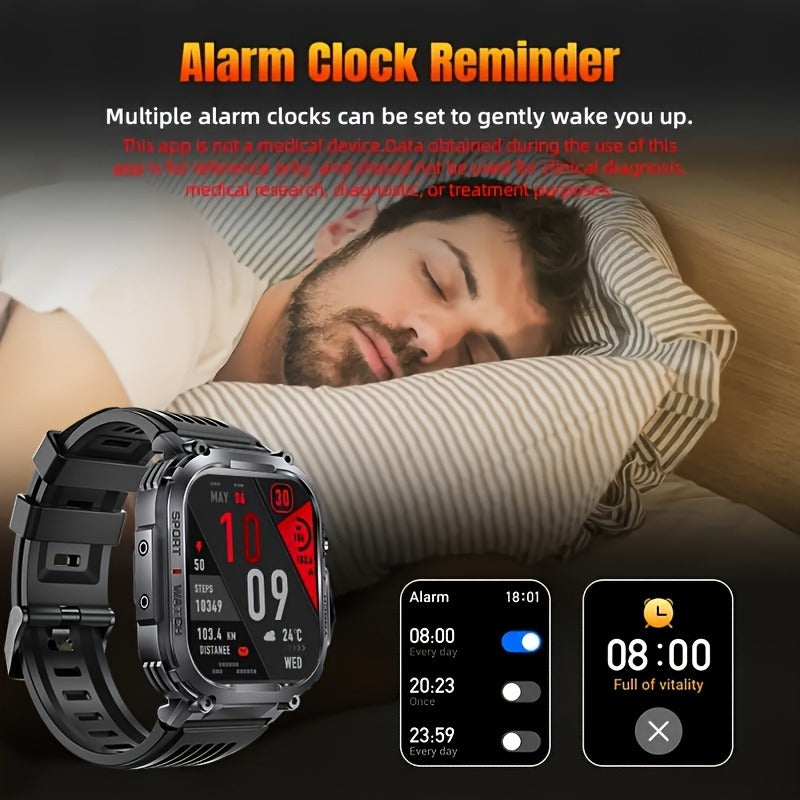 Smart Watch 2.02-Inch Rugged Display with Calling, LED Flashlight, 400mAh Battery and Black Band