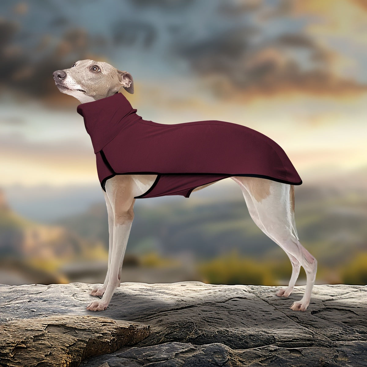 High-Neck Pullover Dog Coat in Burgundy, Navy or Fern Green with Selected XL Through 4XL Sizes