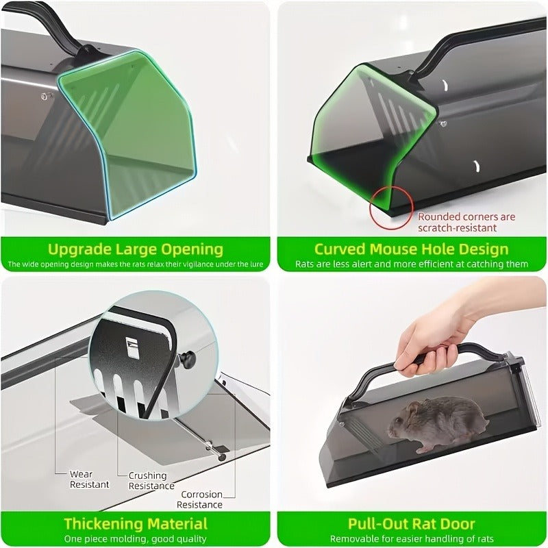 Humane Mouse Trap Live Catch - Fully Automatic Transparent Continuous Capture No-Kill Rodent Trap for Indoor Home, Kitchen, Garage & Outdoor Use