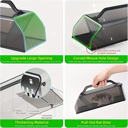 Humane Mouse Trap Live Catch - Fully Automatic Transparent Continuous Capture No-Kill Rodent Trap for Indoor Home, Kitchen, Garage & Outdoor Use