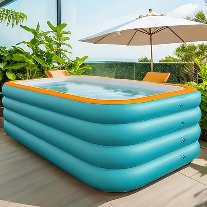 Inflatable Swimming Pool for Family Adults Kids, Large Above Ground Outdoor Backyard Pool, 4-Layer PVC Thickened Blow Up Pool for Patio Garden Party Summer