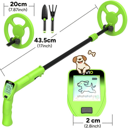 LCD Metal Detector with 8-Inch Search Coil, Adjustable Shaft and Green, Yellow or Basic-Version Options