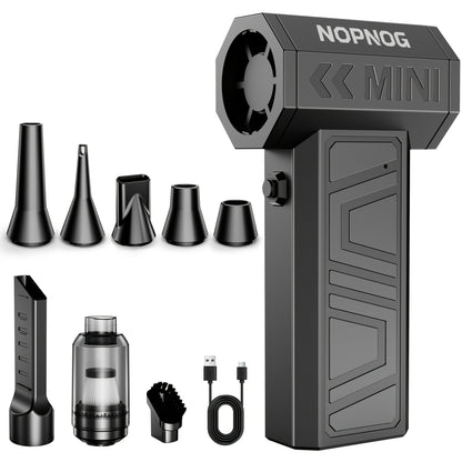 Mini Pistol-Grip Electric Air Duster with Six Nozzles and Optional Dust-Collection Bin Set