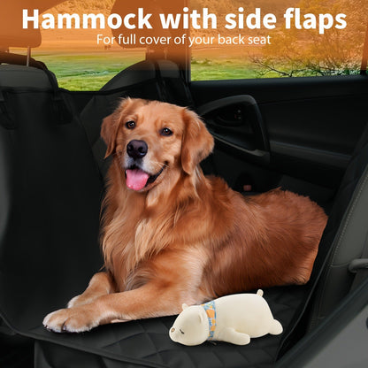 Dog Car Seat Cover for Back Seat - Waterproof Oxford & TPU Pet Seat Protector with Anti-Slip Base, Side Flaps, Seat Belt Openings & Mesh Window, Machine Washable Dog Car Cover for SUVs & Vehicles