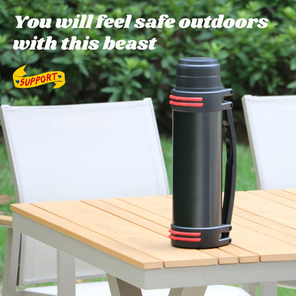2000ml Stainless Steel Water Bottle Flask with Cup-Style Cap, Rigid Side Handle and Shoulder Strap