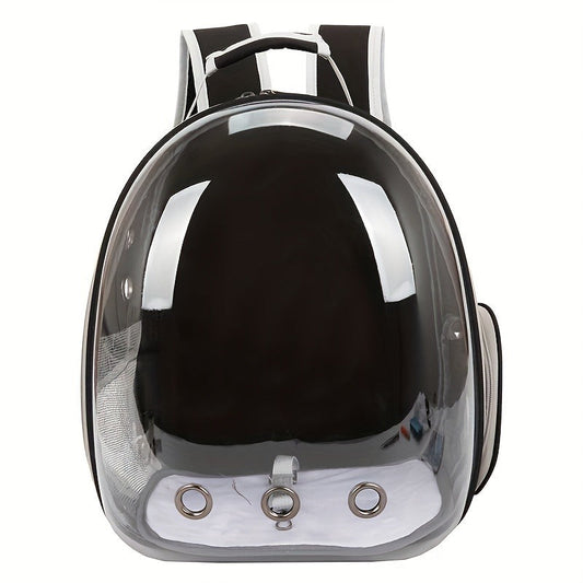 Space Capsule Pet Backpack Carrier for Cats & Small Dogs - Portable Double Shoulder Bag with Bubble Window, Breathable Lightweight Travel Backpack for Pets, Hands-Free Cat Carrier Bag, Black