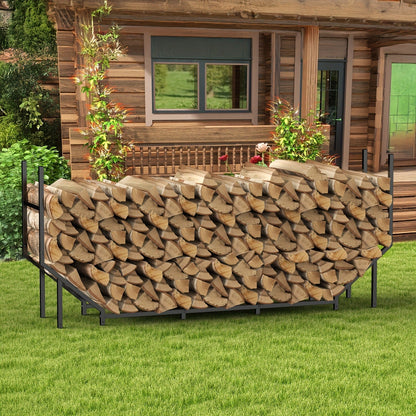 Firewood Rack Heavy Duty Adjustable — Outdoor & Indoor Log Holder with Cover, A-Frame Steel Wood Storage Stand for Fireplace, Patio, Cabin