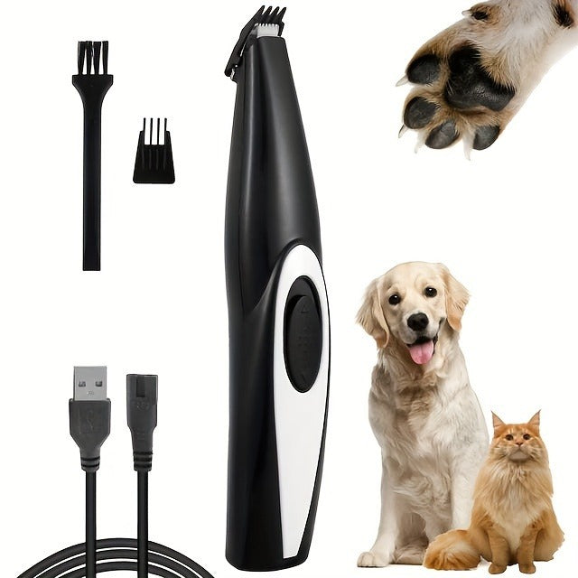 Pet Detail Trimmer, USB-Rechargeable Ceramic-Blade Clipper for Dog and Cat Face, Paw and Ear Areas