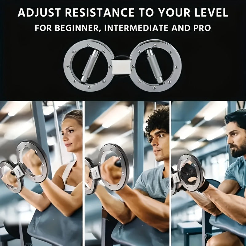 Fitness Equipment Rotating Wrist and Forearm Trainer with Dual Metal Grip Rings and 360-Degree Resistance Arm