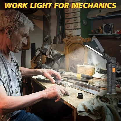 COB LED Work Light Rechargeable - Magnetic Base Portable Flashlight, 1000 Lumen Adjustable Beam, Multi-Pack Hanging Lamp for Garage, Camping, Yard & Emergency Use
