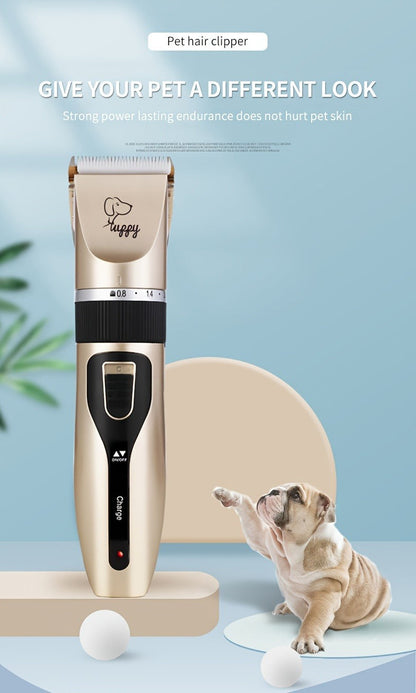 Pet Hair Clipper Kit, Furry 12-in-1 USB-Rechargeable Trimmer with Adjustable Blade and Five Guide Combs