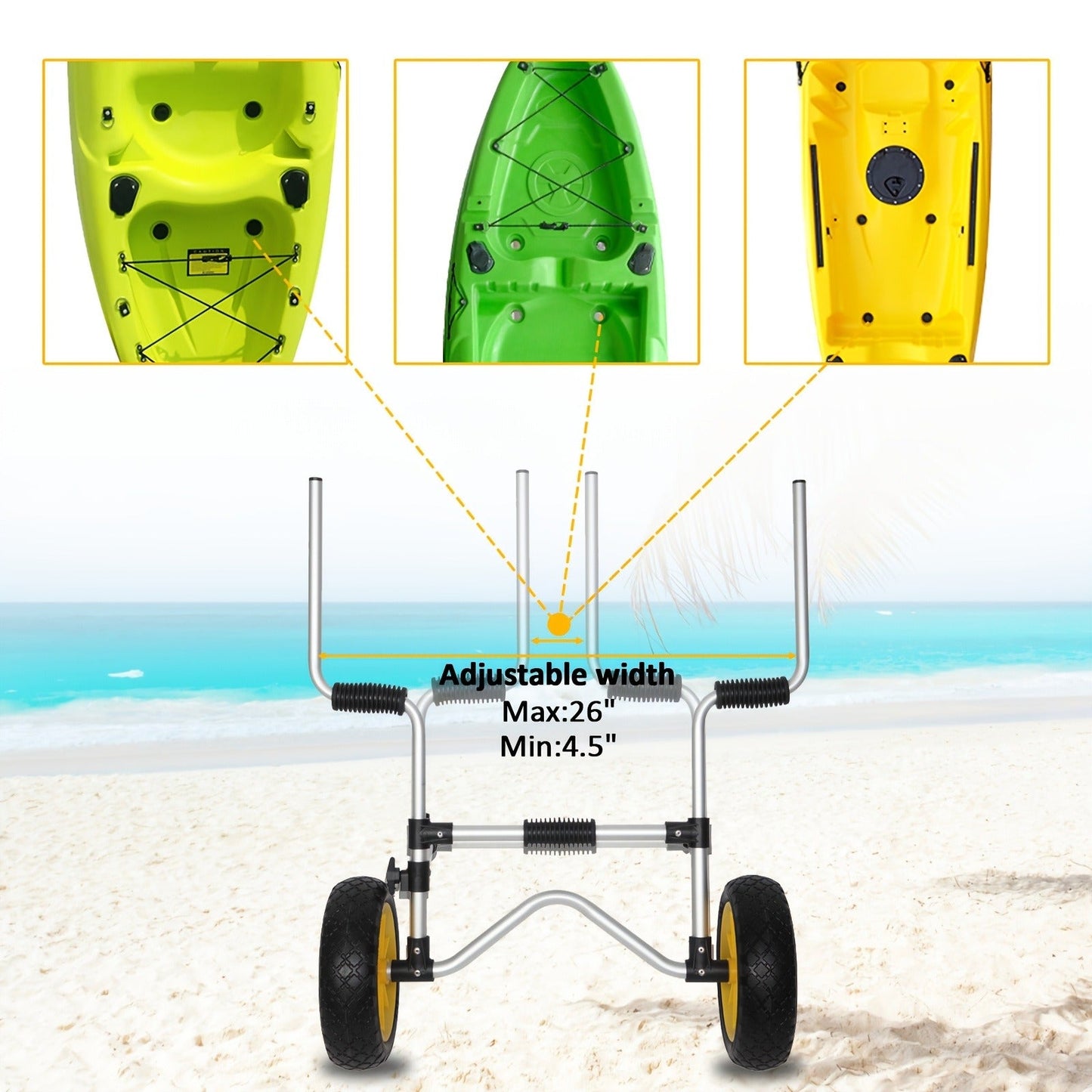 Kayak Cart Trolley Carrier Dolly – Canoe Paddle Board Boat Transport with 10-Inch Solid Wheels