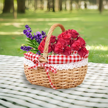 Picnic Basket Wicker | Retro Handheld Basket Camping Photo Gift Party