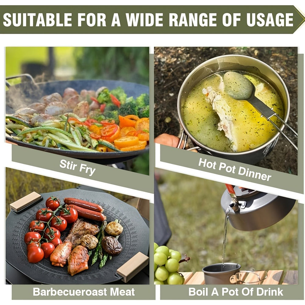 Windproof Camp Stove 21000W Collapsible | Seven Star Camping Gas Stove with Piezo Igniter & Fuel Canister Adapter | Butane Isobutane Propane | For Hiking Backpacking Picnic