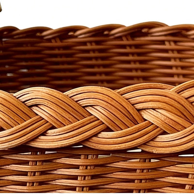Wicker Easter Basket with Handle – Large Hand Woven Retro Basket with Ribbon for Easter Egg Hunt, Picnic, Outdoor Camping, Gift Hamper & Home Decor