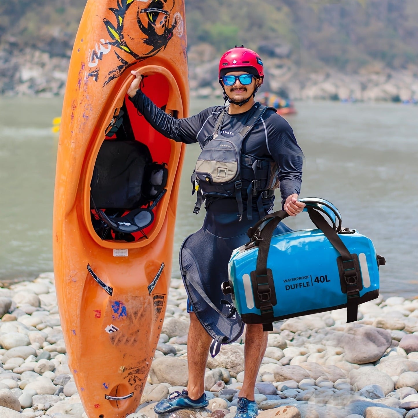 Outdoor Dry Duffel Bag in Blue, Orange or Yellow with 40 L, 60 L and 23.78-Gallon Capacity Options