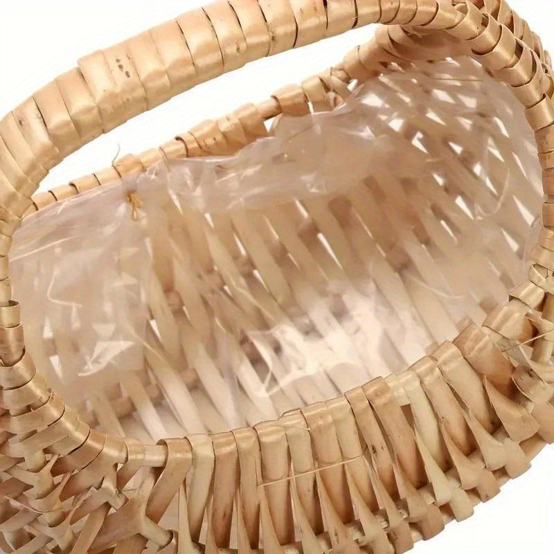 Wicker Basket Set Half Moon Shape with Handle – Small Rattan Baskets 3/5/6 Pcs for Wedding Flower, Home Decor, Garden Storage & Picnic, Plastic Liner Included, 6.7×6.5×4.3 in