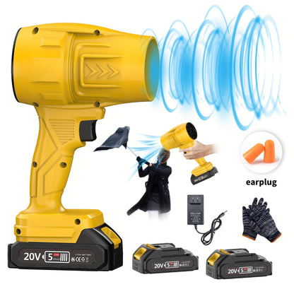 20V Cordless Leaf Blower with 50,000 RPM Marking, Yellow or Green Body and Six Dual-Battery Package Options