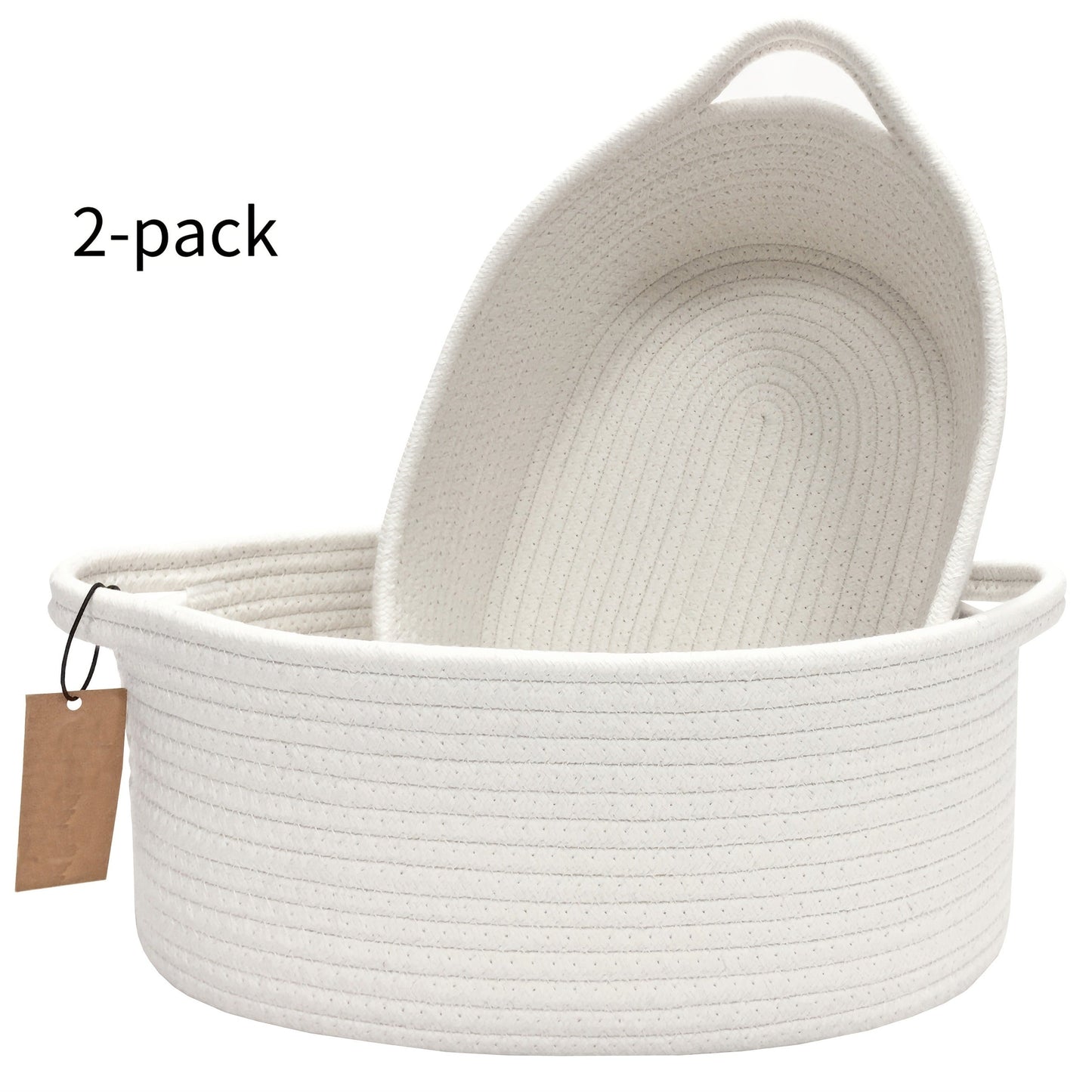 Woven Gift Basket with Handles Cotton Rope Storage Basket for Shelves Room Decor Cat Dog Toys Organizer Bin 2/4 Pack