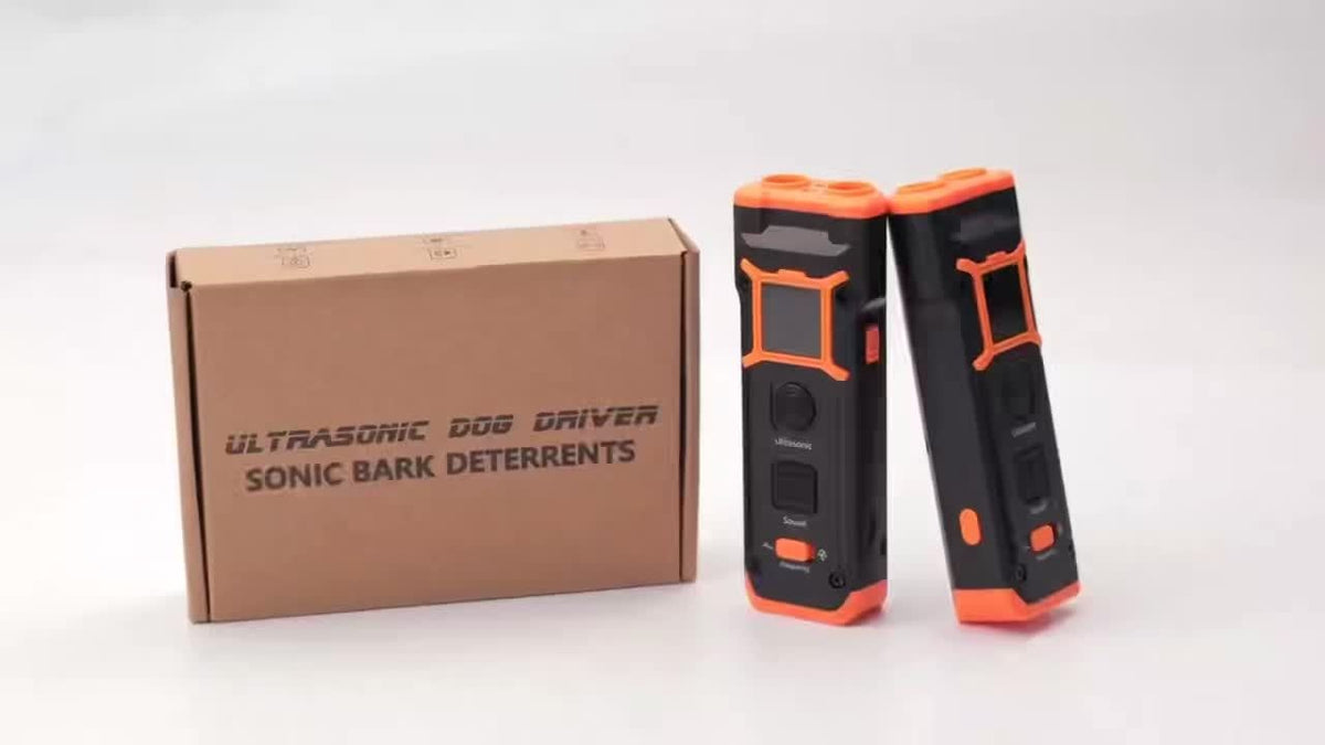 Rechargeable Handheld Ultrasonic Dog Training Aid with Dual Emitters, LED Light and Wrist Strap