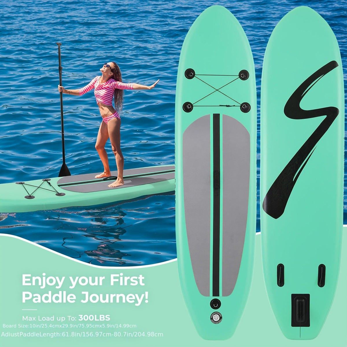 Inflatable Stand-Up Paddle Board in 10, 11 or 12-Foot Lengths with Five Colors and Three-Fin Layout