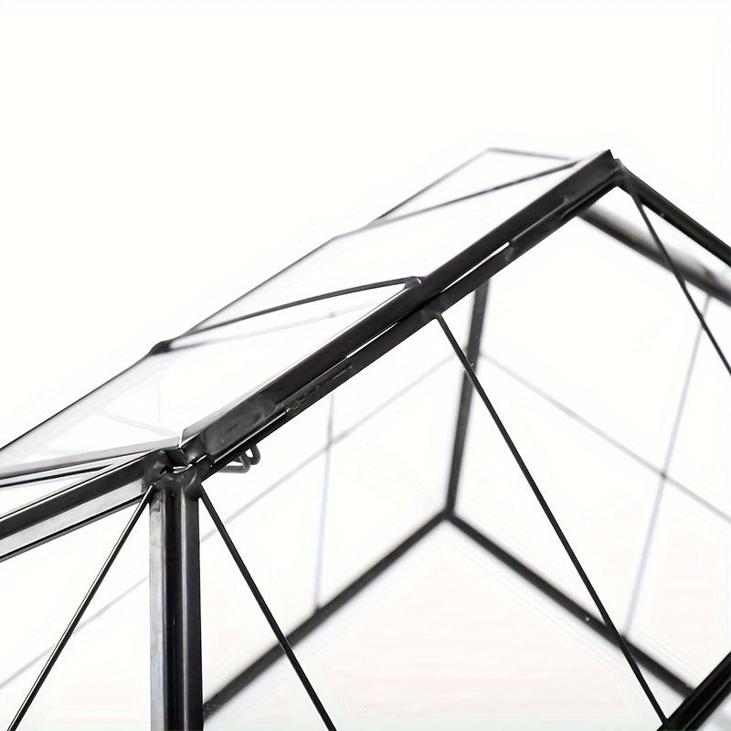Geometric Glass Terrarium with Swing Lid 9.84x5.31x7.87 Inch Victorian Wardian Case for Succulents Cactus Air Plants Ferns Indoor Desktop Decor Black